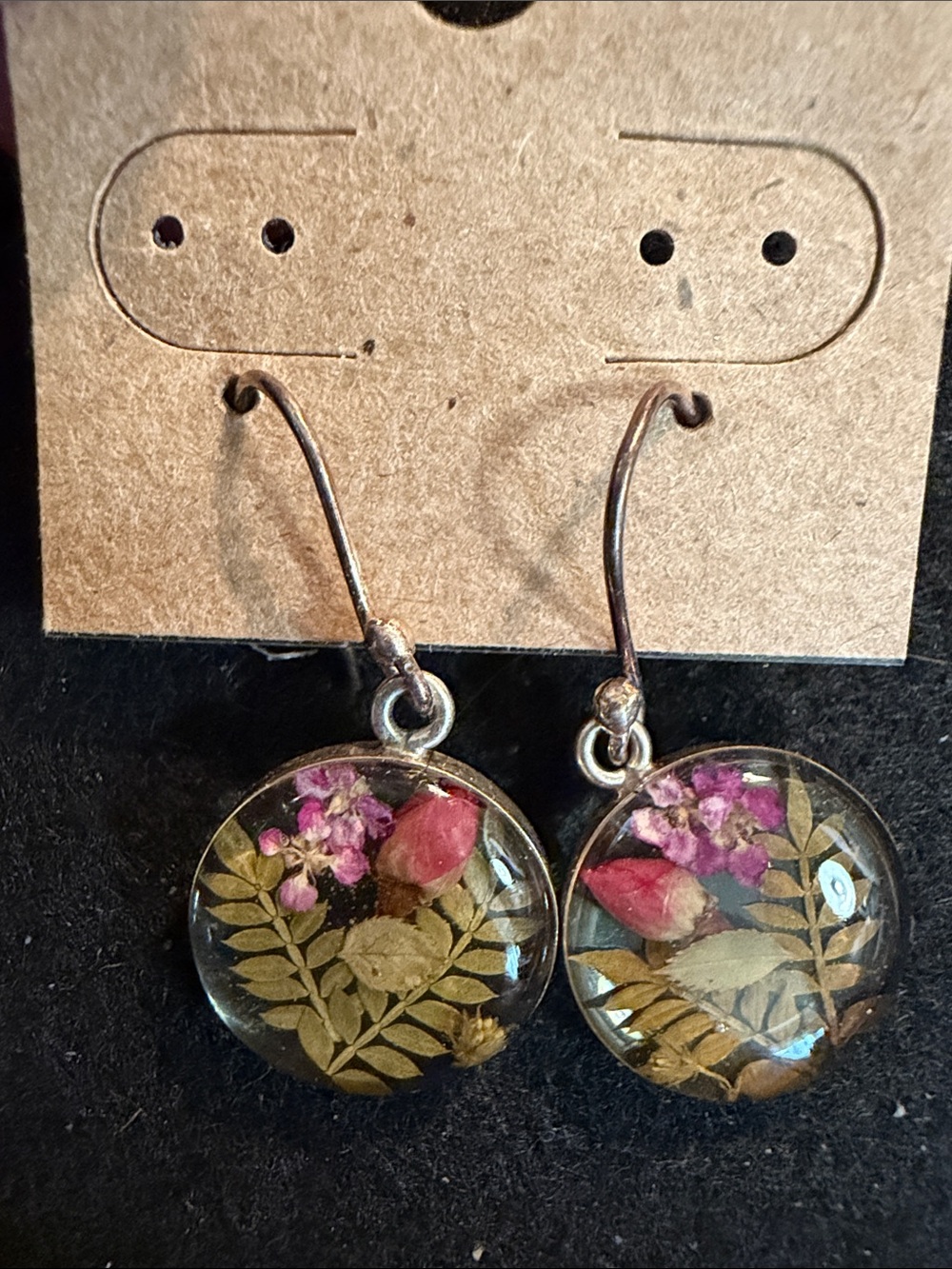 Resin Botanical Pink Rosebud Drop Earrings - Women Jewelry